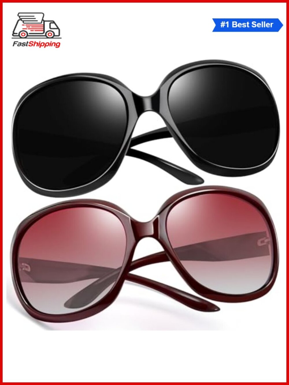 ✨ Joopin Oversized Butterfly Polarized Sunglasses UV400 Driving Retro Full Rim
